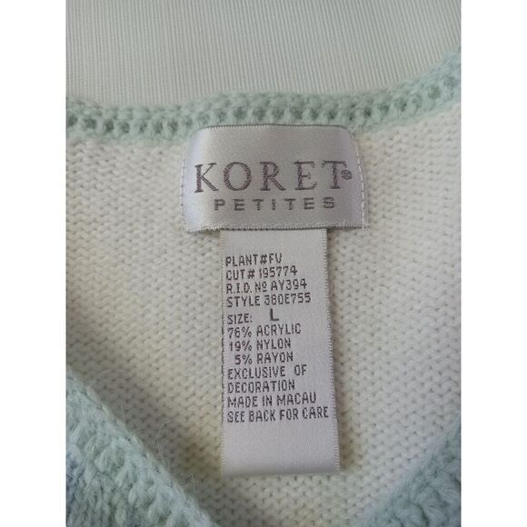 Koret Petites Vintage White and Pastel Embroidered Floral Cardigan Women's Large - Picture 3 of 12